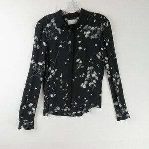 A.L.C Silk Button Down Shirt Size XS Abstract Dot Black White
